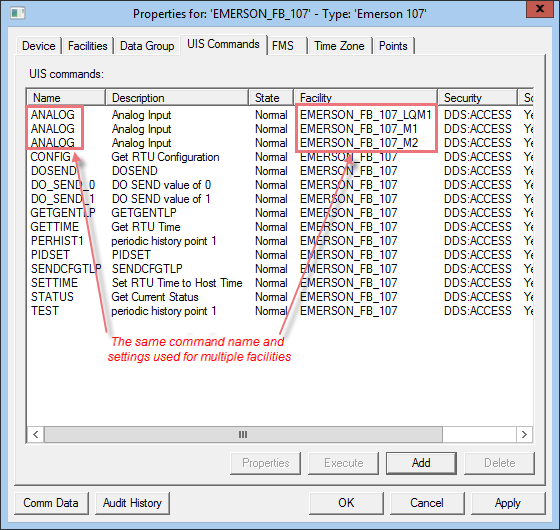 UIS Commands page